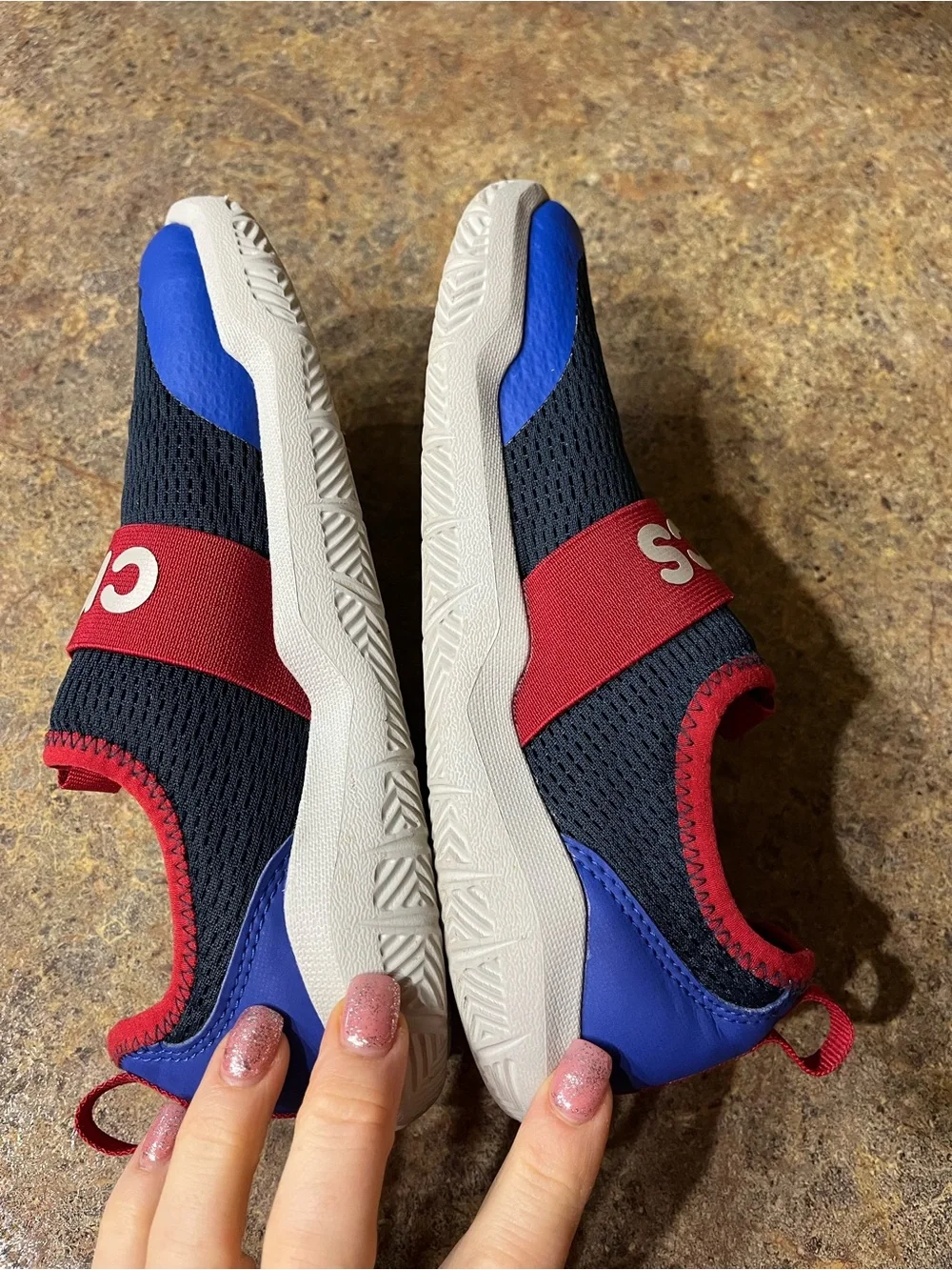 Crocs LiteRide Modform Kids J3 Slip On Sneakers Navy Blue Red Sport